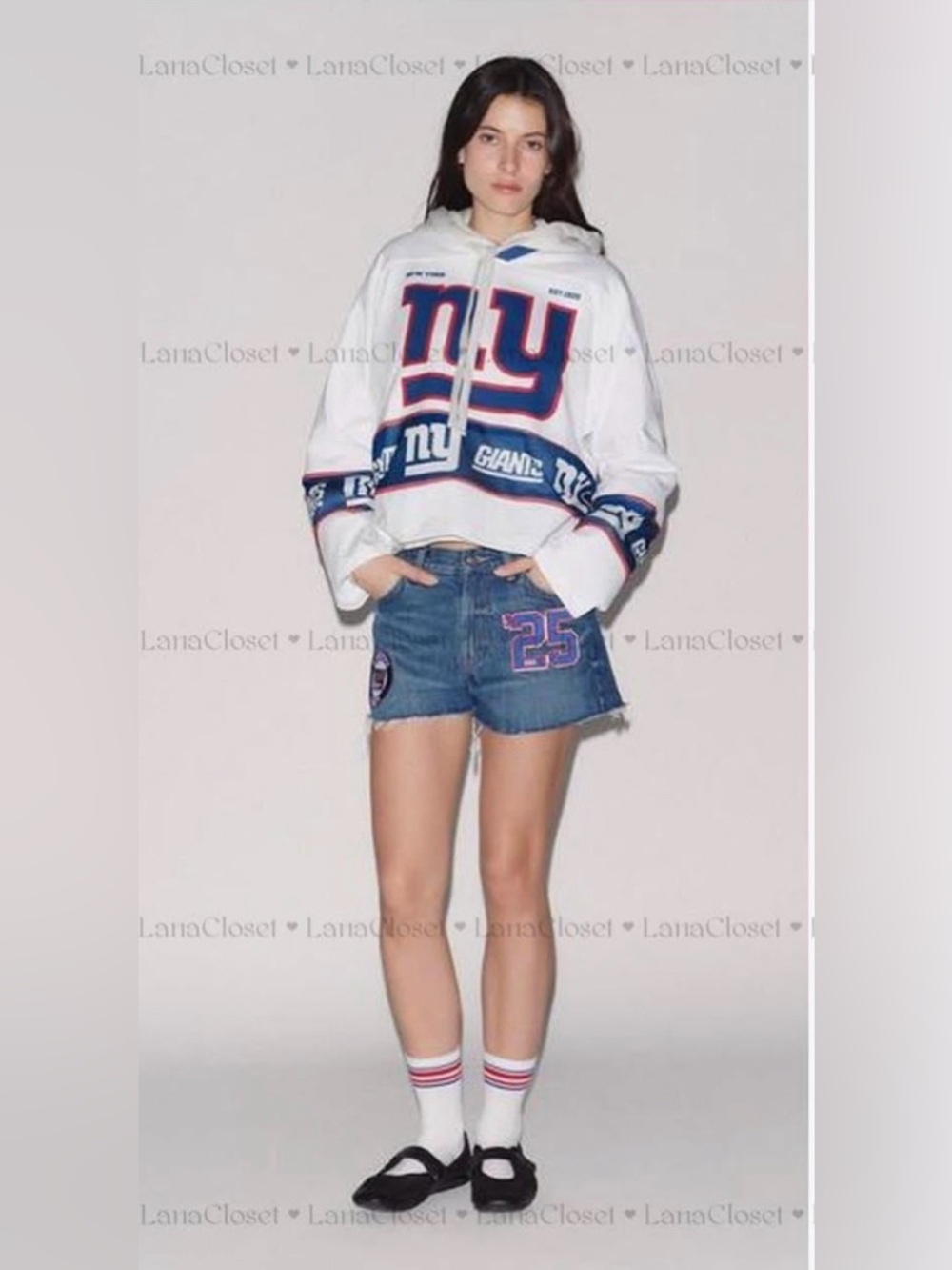 NEW ZARA NY GIANTS LIMITED EDITION SHORTS Women's Blue Denim Shorts